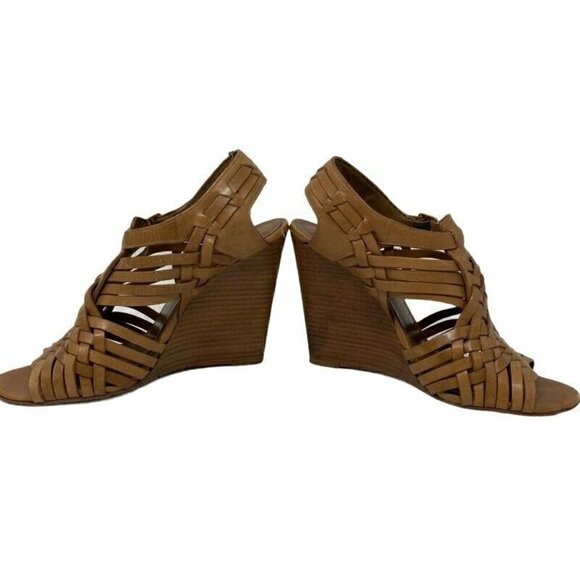 Tory Burch Platform Wedge Sandal Brown Leather 7.5 - Picture 5 of 9
